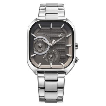 Fastrack Groove Multifunction Anthracite Dial Metal Strap Guy's Watch with Lume indices