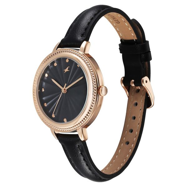 Fastrack Stunners X Quartz Analog Black Dial Leather Strap Watch For Girls - image number 2