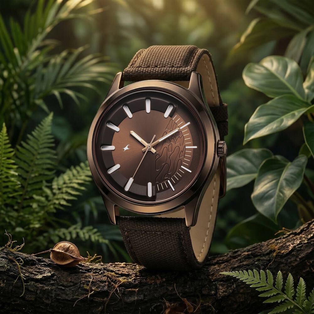 Buy Online Fastrack Wild Quartz Analog Brown Dial Brown Leather