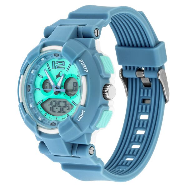 Fastrack Street Line Quartz Analog Digital Blue Dial PU Strap Watch for Girls - image number 3