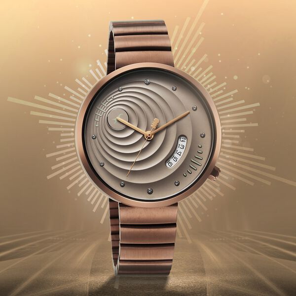 Fastrack Groove Quartz Analog with Date Beige Dial Girls Stainless Steel Watch - image number 0