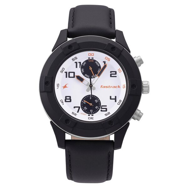 Fastrack Modular Quartz Analog White Dial Leather Strap Watch for Guys - image number 1