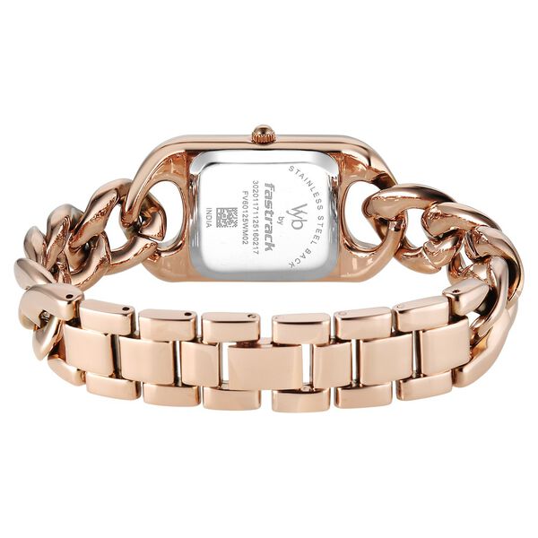 Vyb Prodigy By Fastrack Quartz Analog Brown Dial Rose Gold Metal Strap Watch For Girls - image number 5