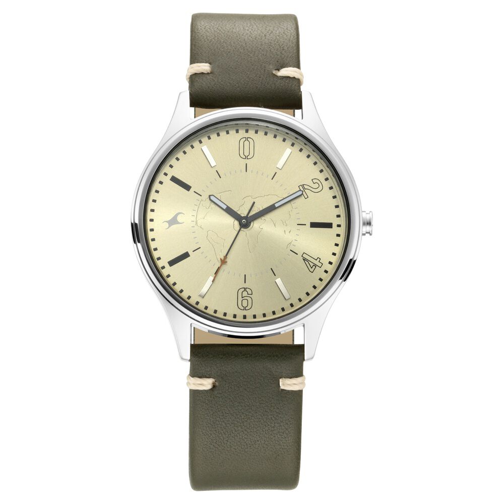 Buy Online Fastrack Tripster Quartz Analog Green Dial Leather