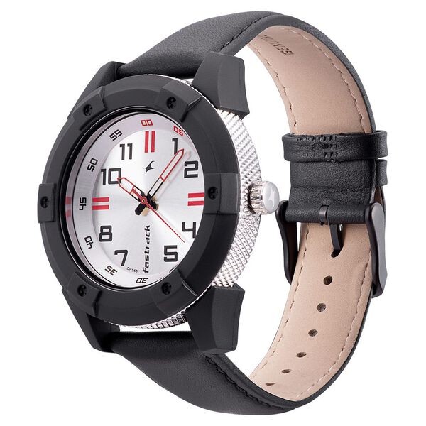 Fastrack Modular Quartz Analog Silver Dial Leather Strap Watch for Guys - image number 2