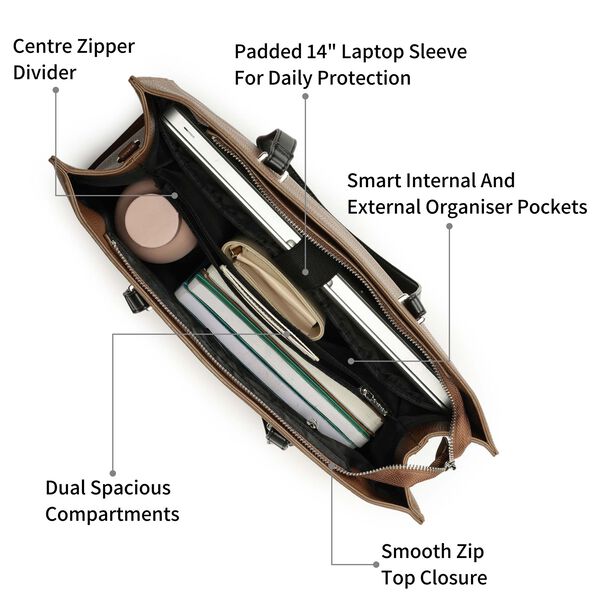Carryall brown laptop tote - image number 3