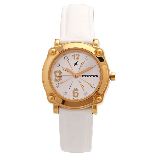 Fastrack Quartz Analog Silver Dial Leather Strap Watch for Girls - image number 0