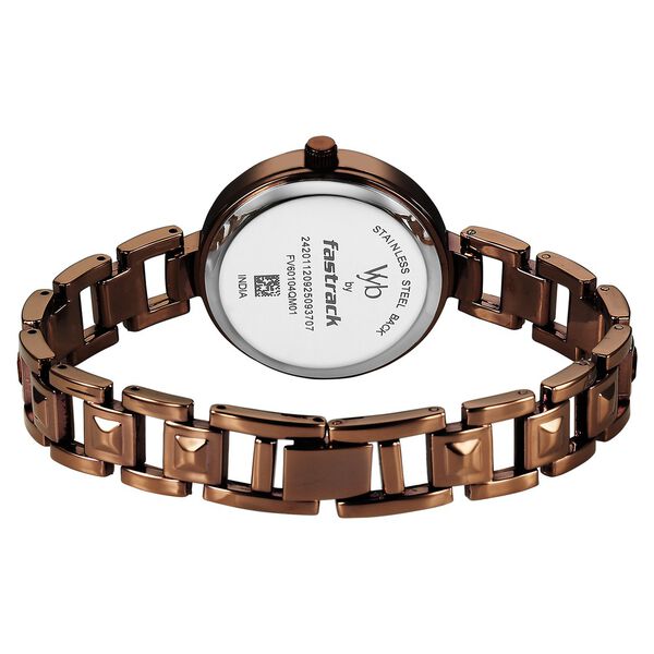Vyb Manifester By Fastrack Quartz Analog Brown Dial Brown Metal Strap Watch For Girls - image number 6