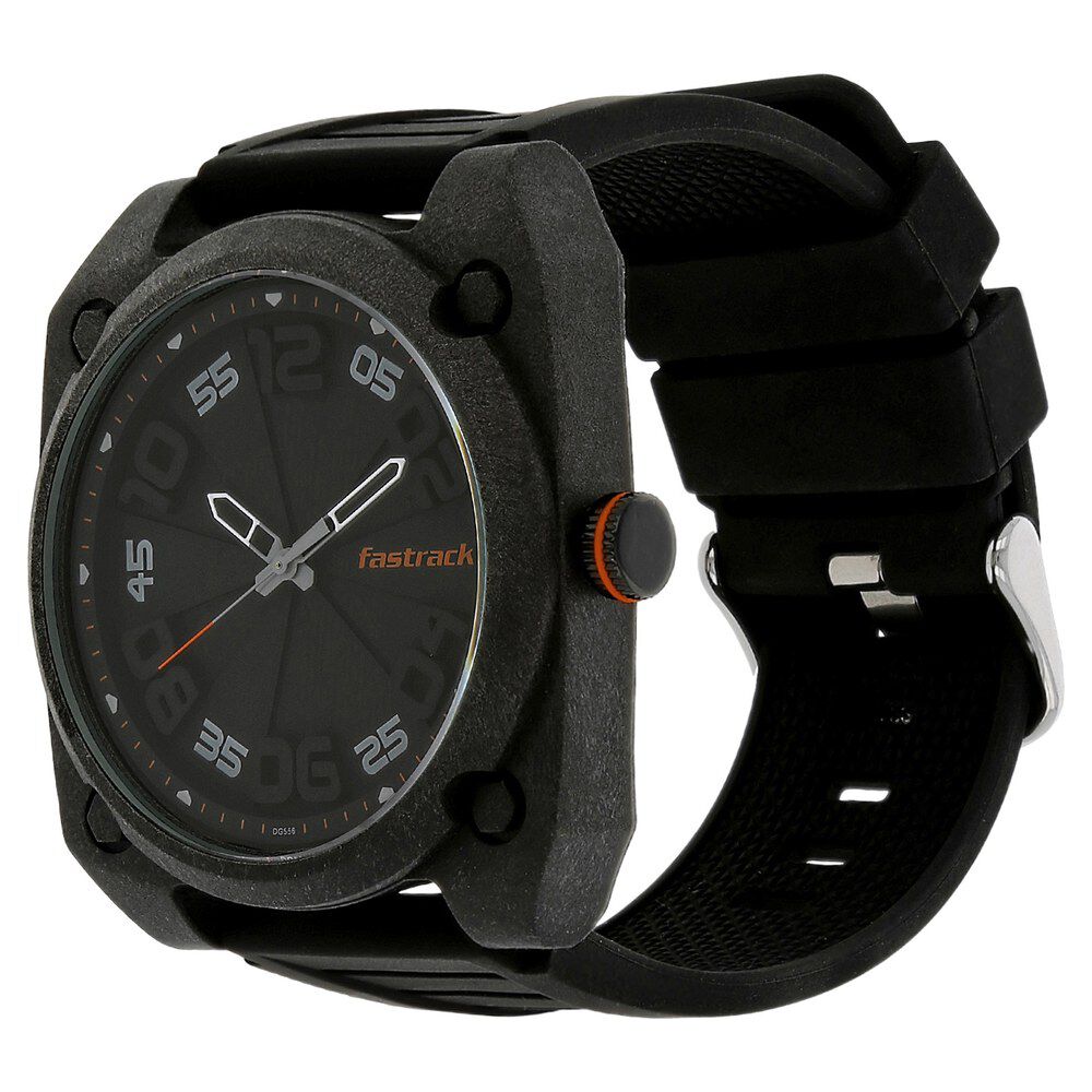 Fastrack men silicon analog black watches sale
