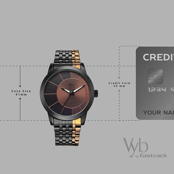 Vyb Phantom By Fastrack Quartz Analog Two Toned Dial Two Toned Stainless Steel Strap Watch For Guys - image number 3