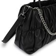 Gathered faux leather satchel - image number 6
