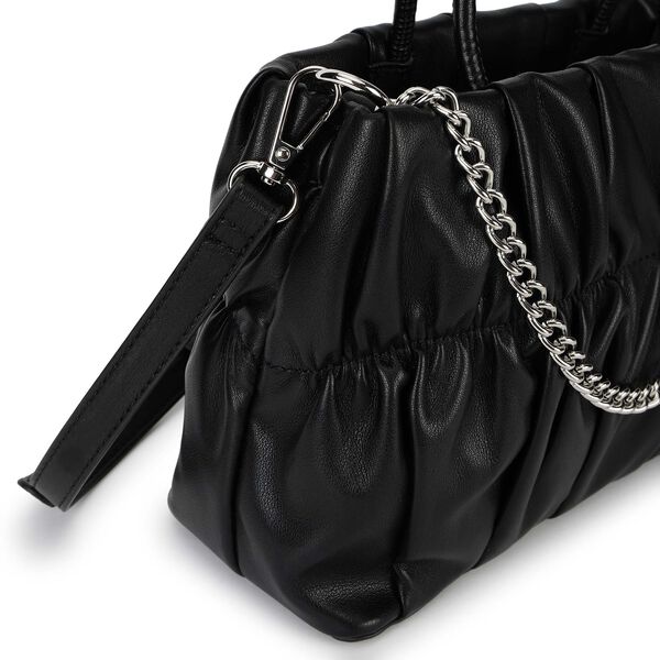 Gathered faux leather satchel - image number 6