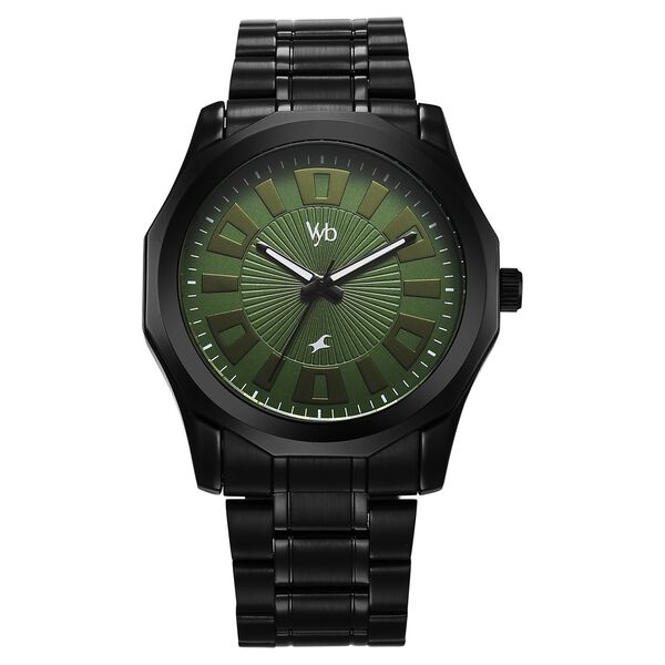 Vyb Horizon By Fastrack Quartz Analog Green Dial Metal Strap Watch For Guys - image number 2