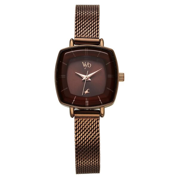 Vyb Seeker By Fastrack Quartz Analog Brown Dial Metal Strap Watch For Girls - image number 2