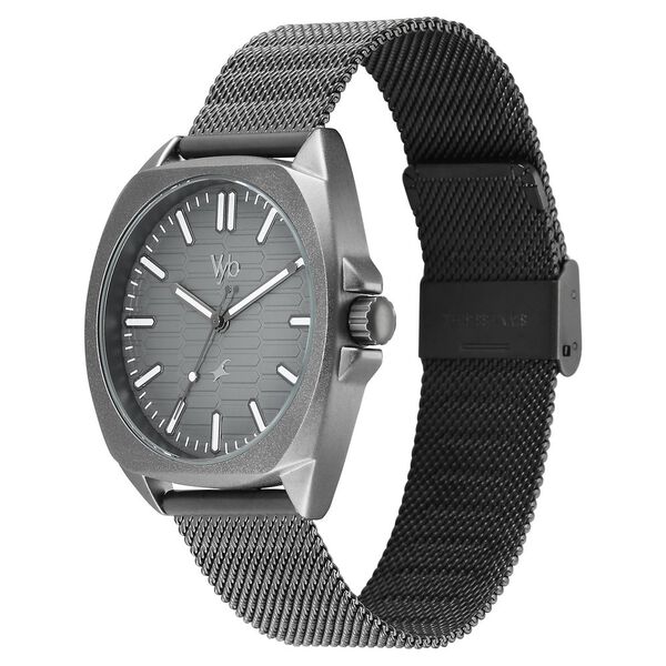 Vyb Aviator By Fastrack Quartz Analog Grey Dial Grey Stainless Steel Strap Watch For Guys - image number 2