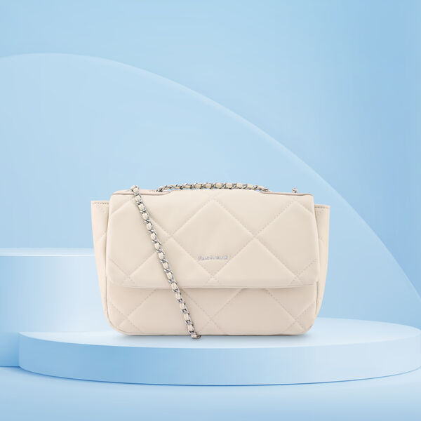Fastrack Quilted Sling Bag in White with Chain Detailing - image number 0