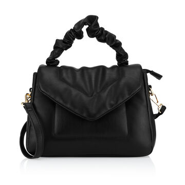 Fastrack Ruched Handle Satchel Bag with Detachable Sling in Black