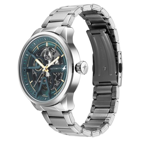 Fastrack Automatics Green Dial Silver Metal Strap Automatic Watch ForGuys - image number 3