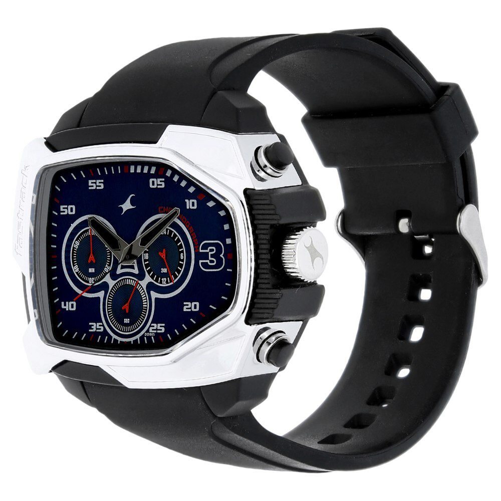Fastrack Quartz Chronograph Blue Dial Plastic Strap Watch for Guys