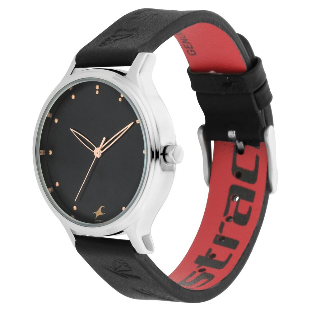 Buy Online Fastrack I Love Me Quartz Analog Black Dial Leather Strap Watch for Girls nr6189sl01 Fastrack