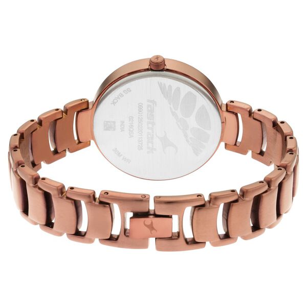 Fastrack Ruffles Quartz Analog with Date Beige Dial Stainless Steel Strap Watch for Girls - image number 5
