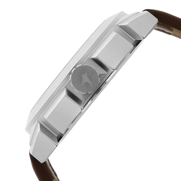 Fastrack Quartz Analog Silver Dial Leather Strap Watch for Guys - image number 2