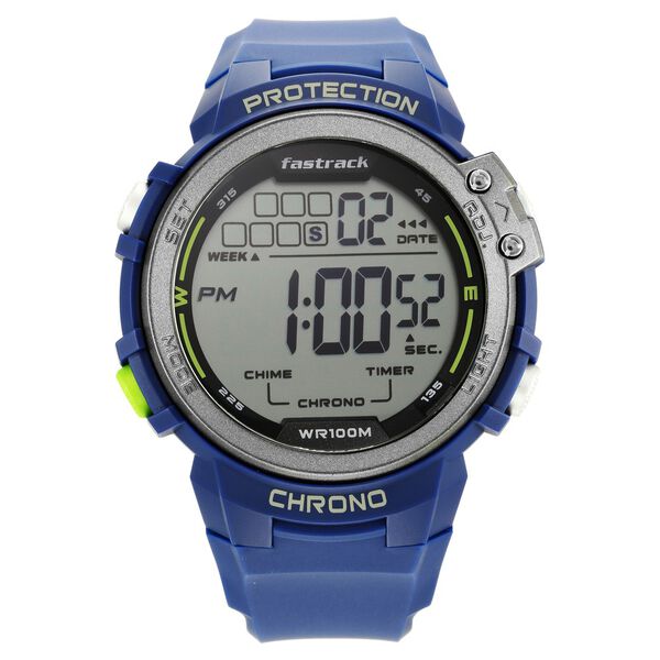 Fastrack Digital Dial Blue Silicone Strap Watch For Guys - image number 3
