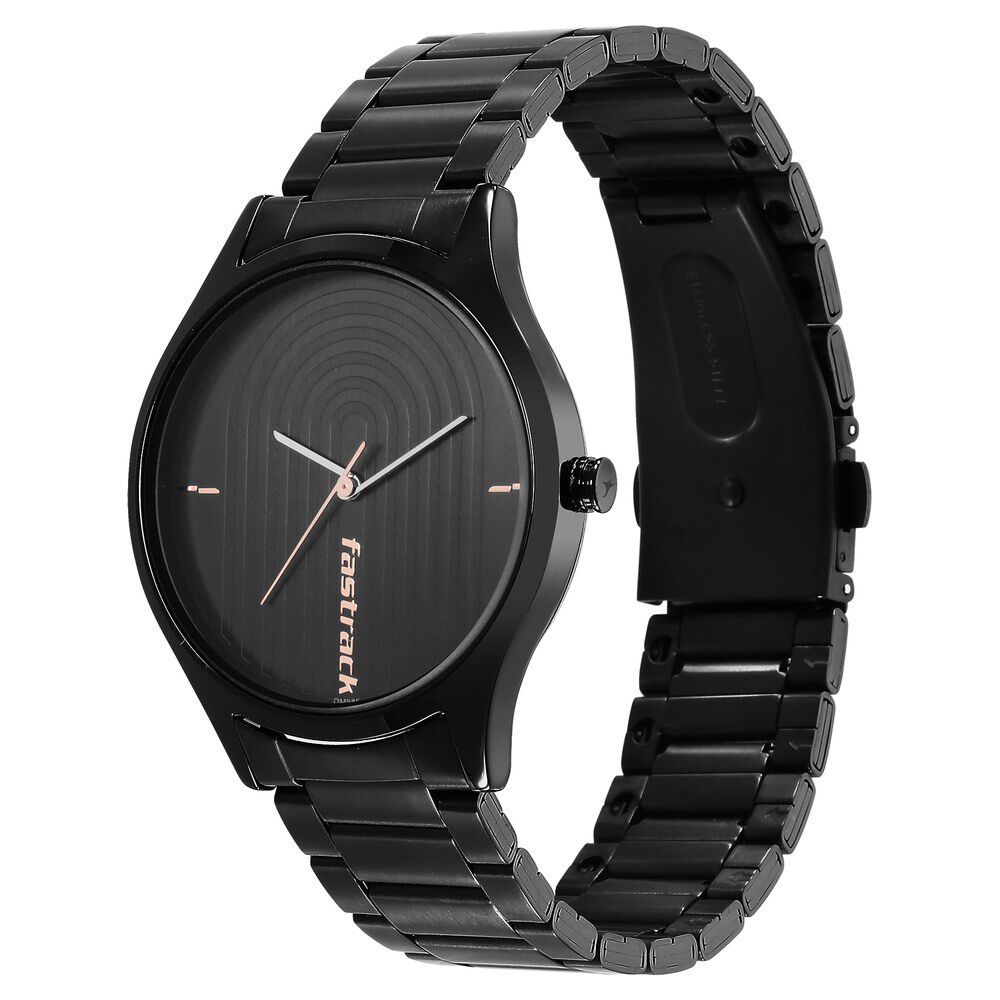 Fastrack Style Up Quartz Analog Black Dial Stainless Steel Strap