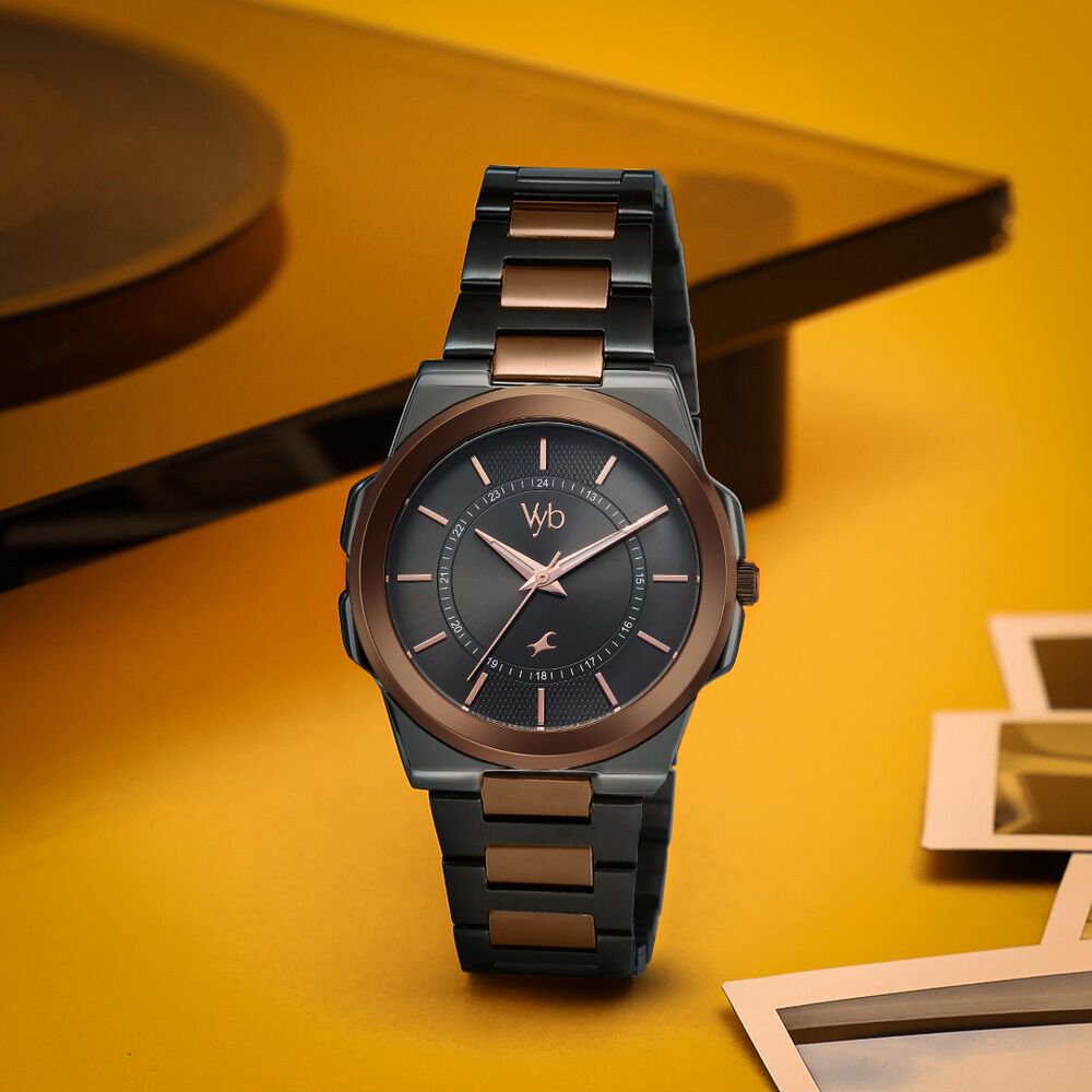 Buy Online Vyb Nimbus By Fastrack Quartz Analog Grey Dial Two