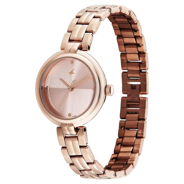 Fastrack Stunners Quartz Analog Pink Dial Rose Gold Stainless Steel Strap Watch For Girls - image number 2