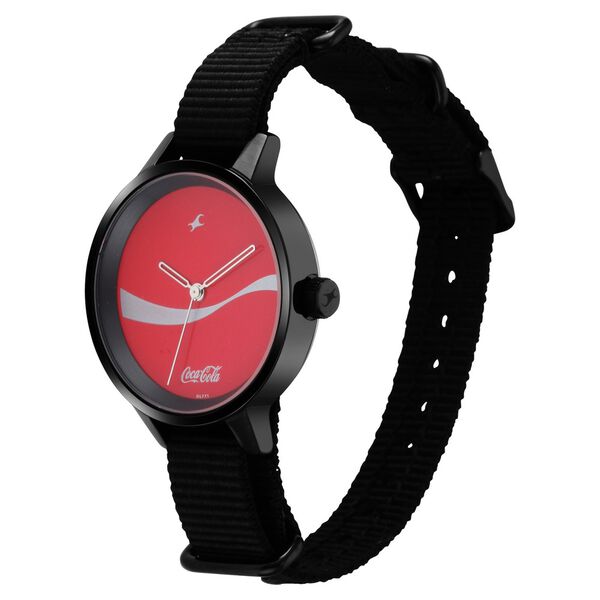 Fastrack Coca Cola Edition By Fastrack Quartz Analog Red Dial Nylon Strap Watch for Girls - image number 3