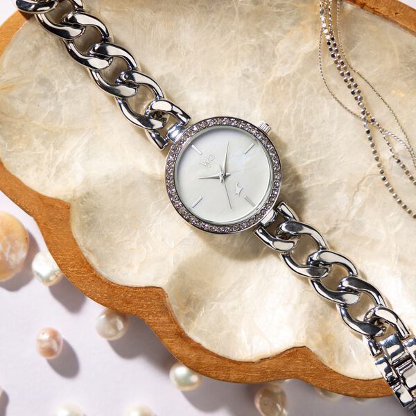 Fastrack Vyb Showstopper Quartz Analog Mother Of Pearl Dial Metal Strap Watch for Girls - image number 0