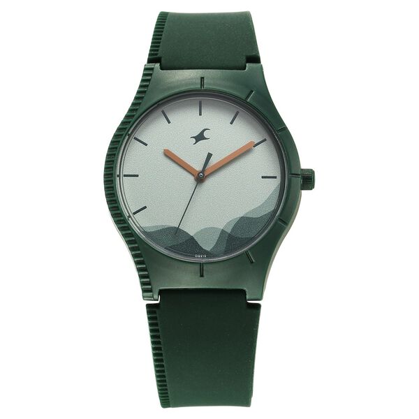 Fastrack Tees Wanderlust Quartz Analog Green Dial Silicone Strap Watch for Girls - image number 0