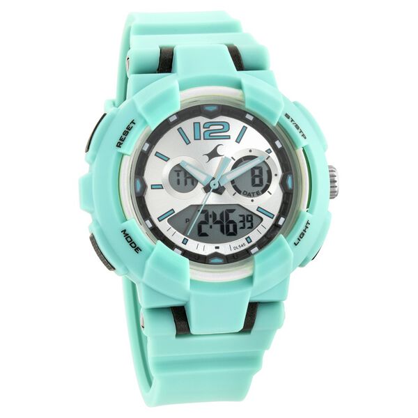 Fastrack Street Line Quartz Digital Analog Digital Silver Dial Green PU Strap Watch For Girls - image number 1