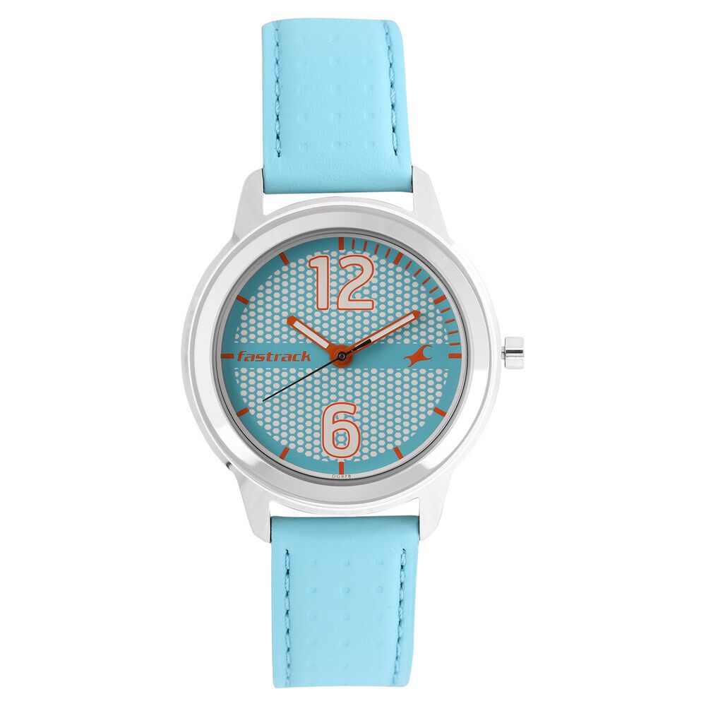 Fastrack Loopholes Quartz Analog Blue Dial Leather Strap Watch