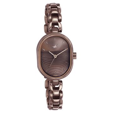 Fastrack Style Up Brown Dial Metal Strap Watch for Girls
