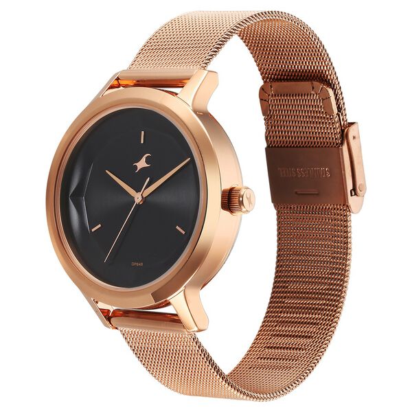 Fastrack Fleek Quartz Analog Black Dial Stainless Steel Strap Watch For Girls - image number 2