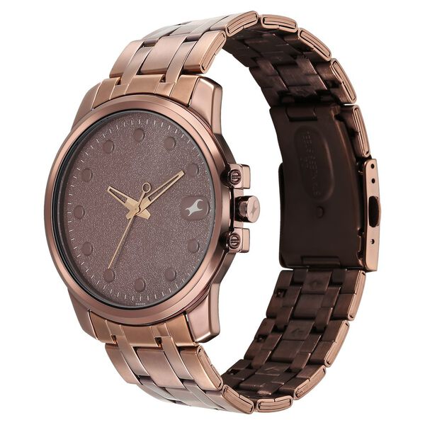 Fastrack Pulse Quartz Analog Brown Dial With Brown Stainless steel Strap Watch for Guys - image number 2