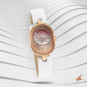 Fastrack Uptown Retreat Quartz Analog Pink Dial Leather Strap Watch for Girls
