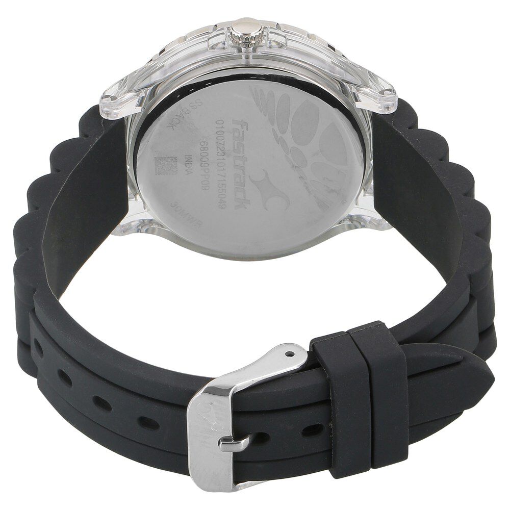 Buy Online Fastrack Trendies Quartz Analog Black Dial Silicone Strap Watch for Girls 68009pp09 Fastrack