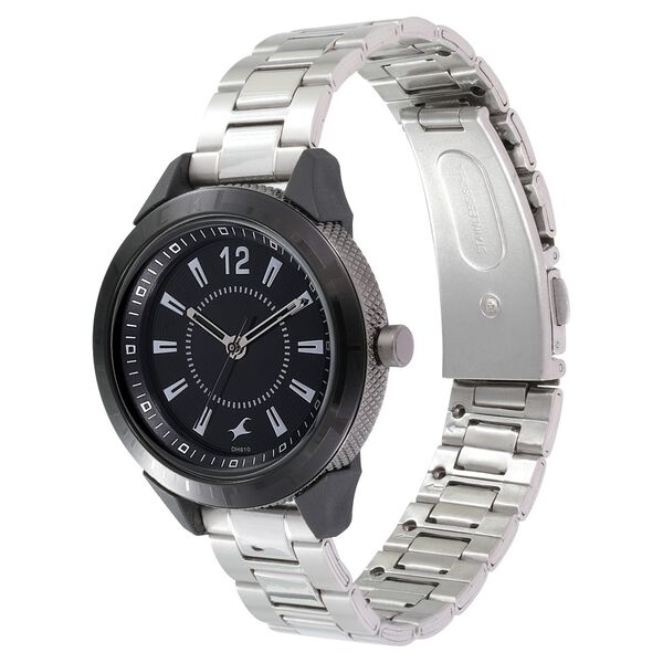 Varsity Black Dial Stainless Steel Strap Watch for Girls - image number 2