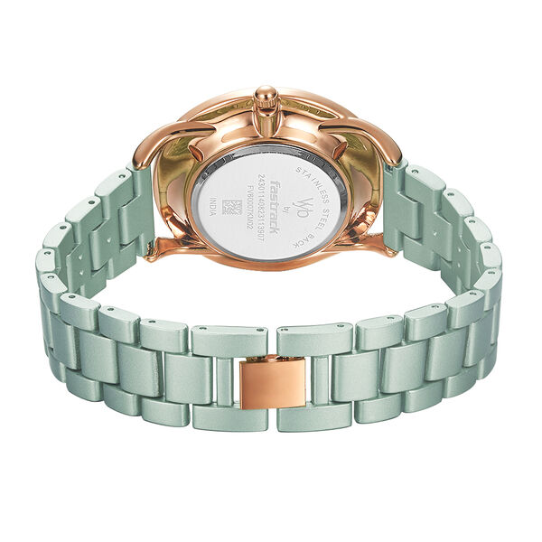 Fastrack Vyb Charmer Quartz Analog Green Dial Stainless Steel Strap Watch for Girls - image number 5