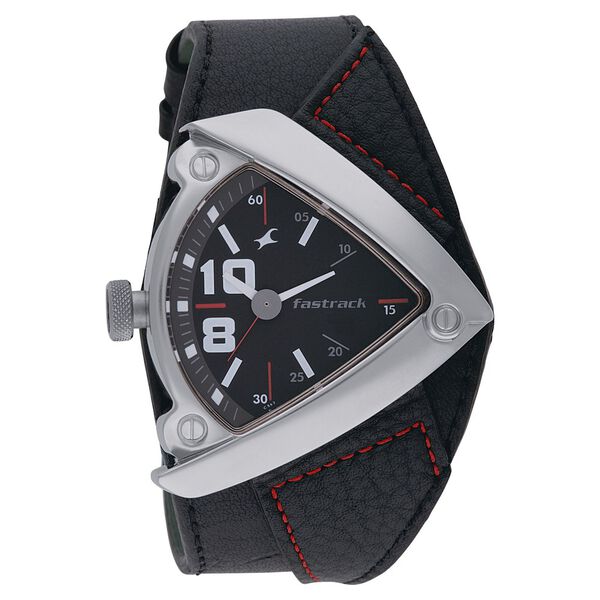 Fastrack Quartz Analog Black Dial Leather Strap Watch for Guys - image number 0