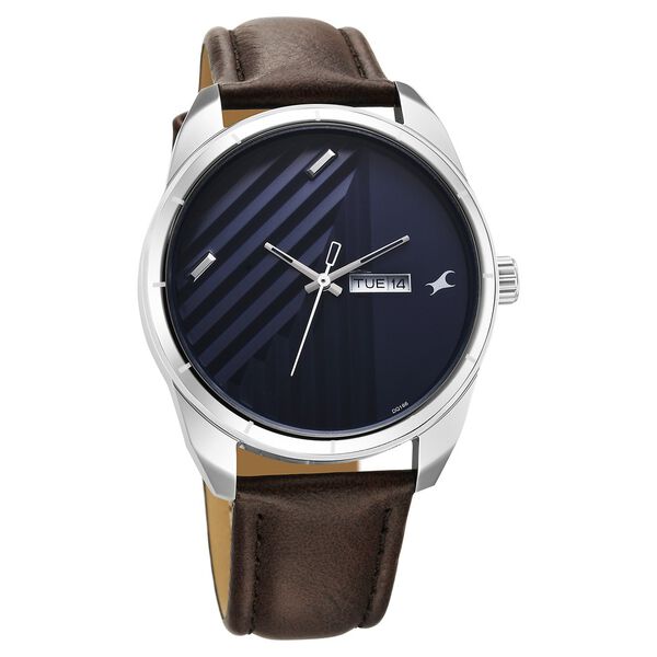 Fastrack Fleek Quartz Analog with Day and Date Blue Dial Leather Strap Watch For Guys - image number 1