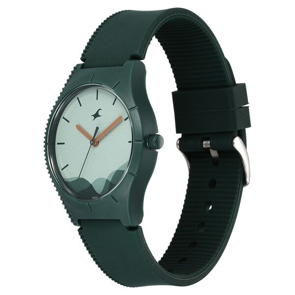 Fastrack Tees Wanderlust Quartz Analog Green Dial Silicone Strap Watch for Girls - image number 2