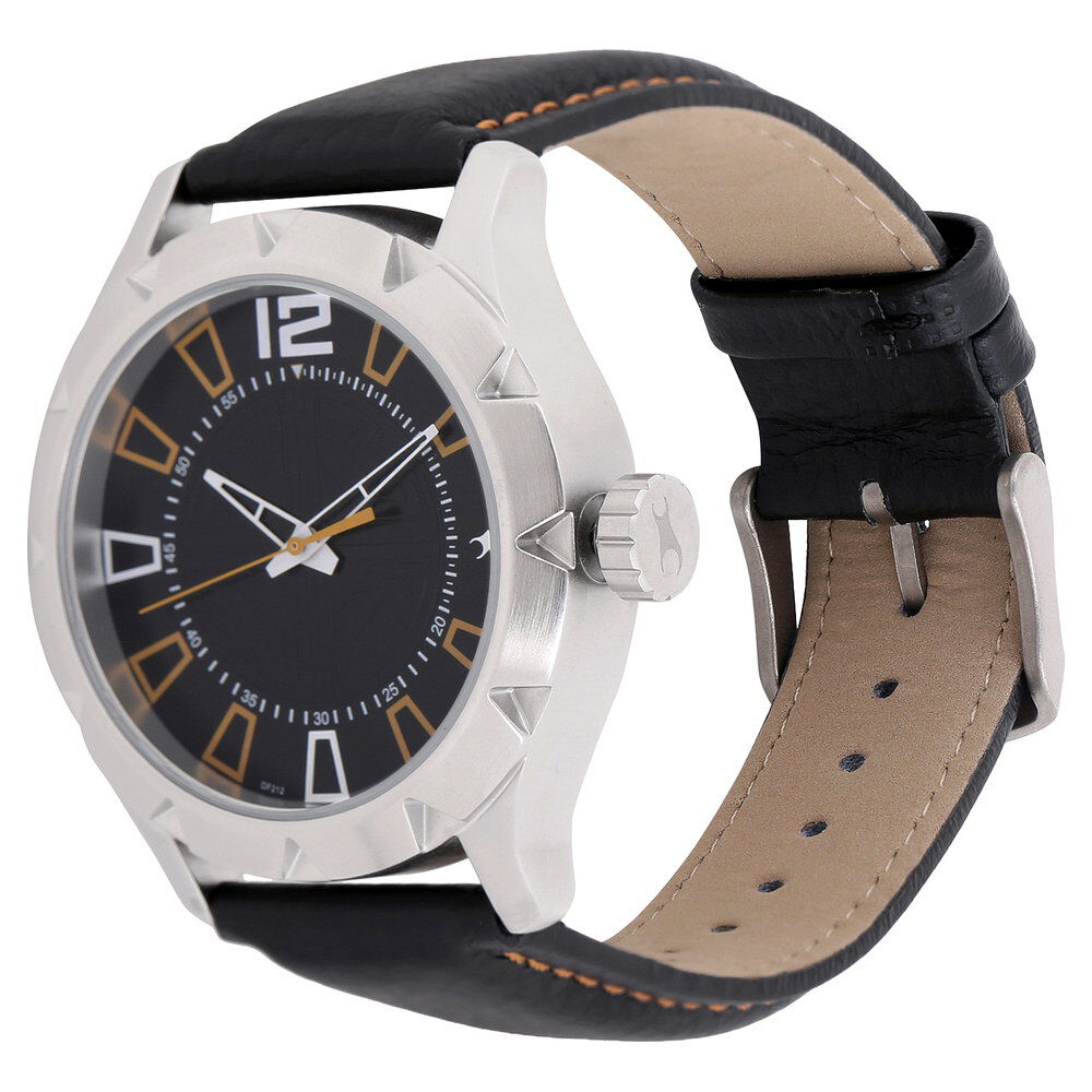 Fastrack Quartz Analog Black Dial Leather Strap Watch for Guys
