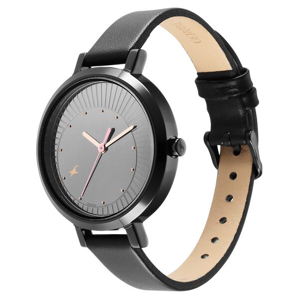 Fastrack Style Up Black Dial Leather Strap Watch for Girls - image number 3