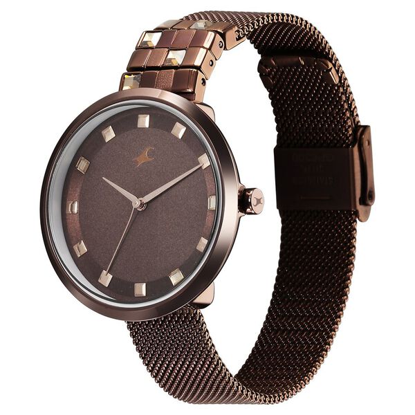 Fastrack Fleek Quartz Analog Brown Dial Stainless Steel Strap Watch for Girls - image number 2