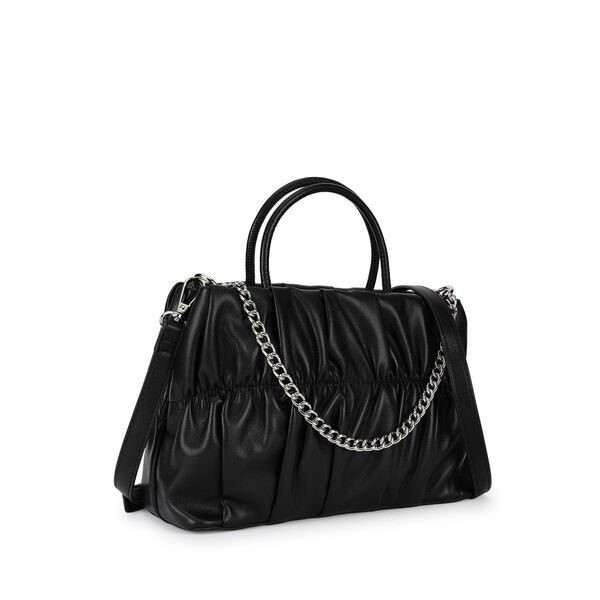 Gathered faux leather satchel - image number 2