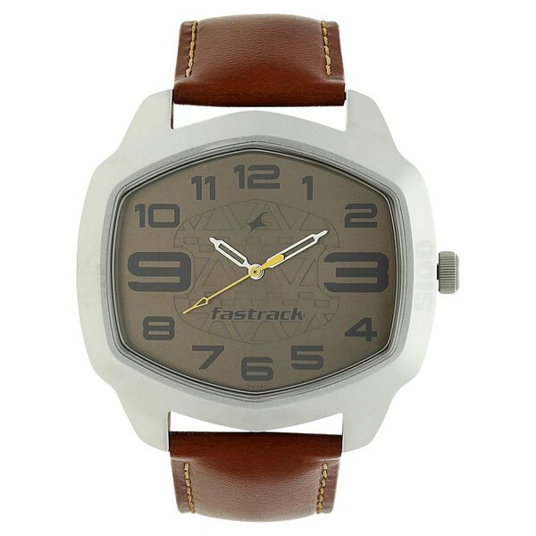 Fastrack Quartz Analog Brown Dial Leather Strap Watch for Guys - image number 0